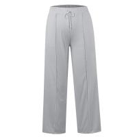 Pantalones anchos de mujer estilo casual cintura alta algodón y poliéster tela batik elástica de alta elasticidad - details 19