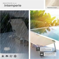 Tumbona Jardín Exterior de Acero, Tumbona Plegable con Reposacabezas, Parasol y Bolsillo Lateral, Tumbona Playa Reclinable 6 Posiciones, Tumbona Piscina Resistente a Intemperie - Gris - details 15