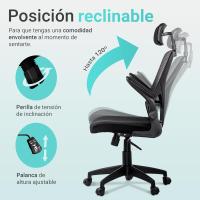 Silla de oficina Ajustable y Reclinable con Soporte Lumbar, Reposacabezas Ajustable, Plegables, Malla Transpirable, Ruedas Giratorias 360 °   Soporta hasta 120kg - Negro - details 4