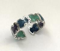 anillo usable plata de ley oso esmaltado en tonos verdeazules-40ycuatrojoyeria - details 2