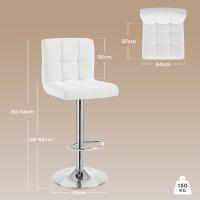Taburetes de cocina regulables en altura con respaldo, sillas altas tapizadas en blanco. - details 4