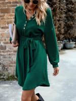 Vestido de punto suelto para mujer, ropa de moda coreana con cordones de Color sólido, vestidos de ganchillo para mujer, manga completa de una pieza, Retro X G - details 25