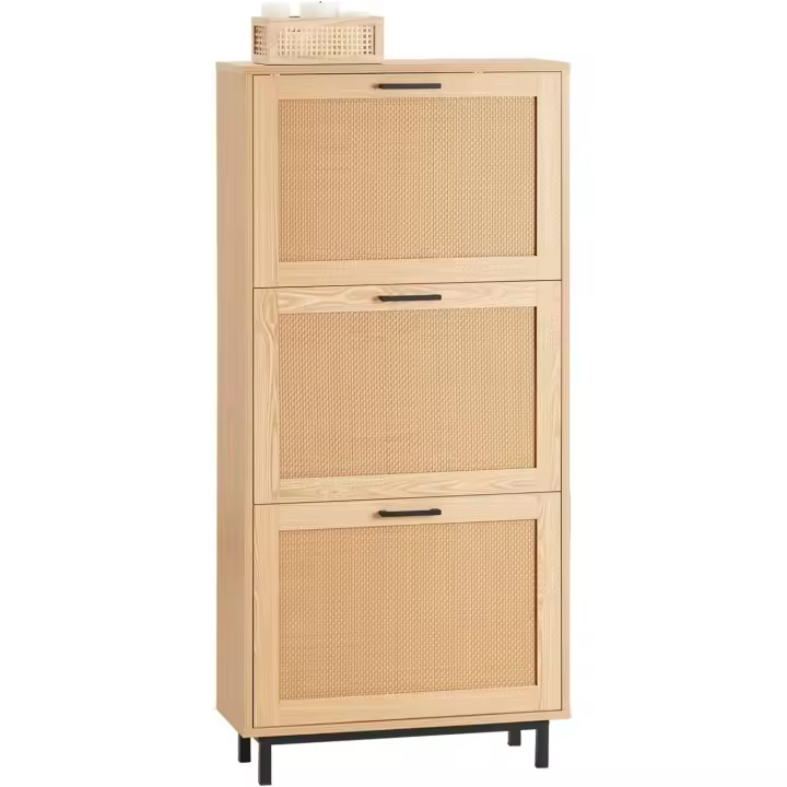 Organizador para Zapatos Estrecho con 3 Niveles Zapatero de Entrada 60 x 24 x 127 cm Madera - 1