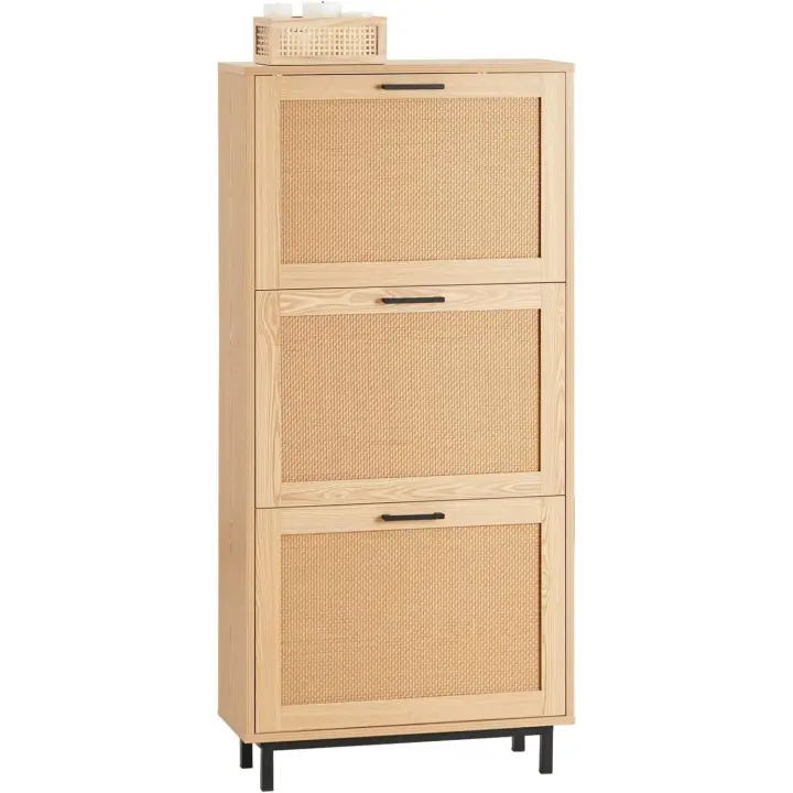 Organizador para Zapatos Estrecho con 3 Niveles Zapatero de Entrada 60 x 24 x 127 cm Madera - 1