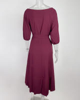 2025 primavera ropa de mujer europea y americana correa cintura temperamento vestido de hombro inclinado - details 10