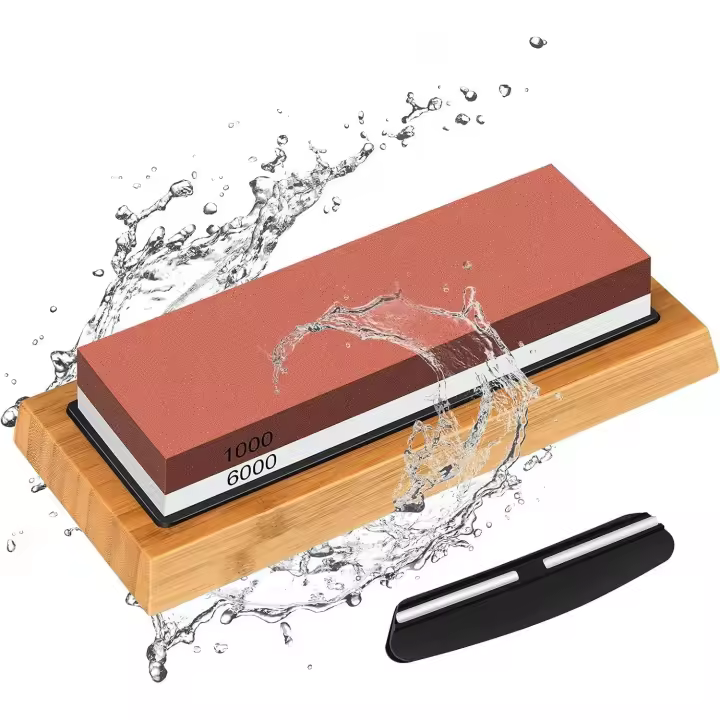 Afilador 2 en 1, afilador de grano 1000/6000 con soporte de silicona antideslizante, piedra para afilar cuchillos de cocina, regalo de Chef - 1