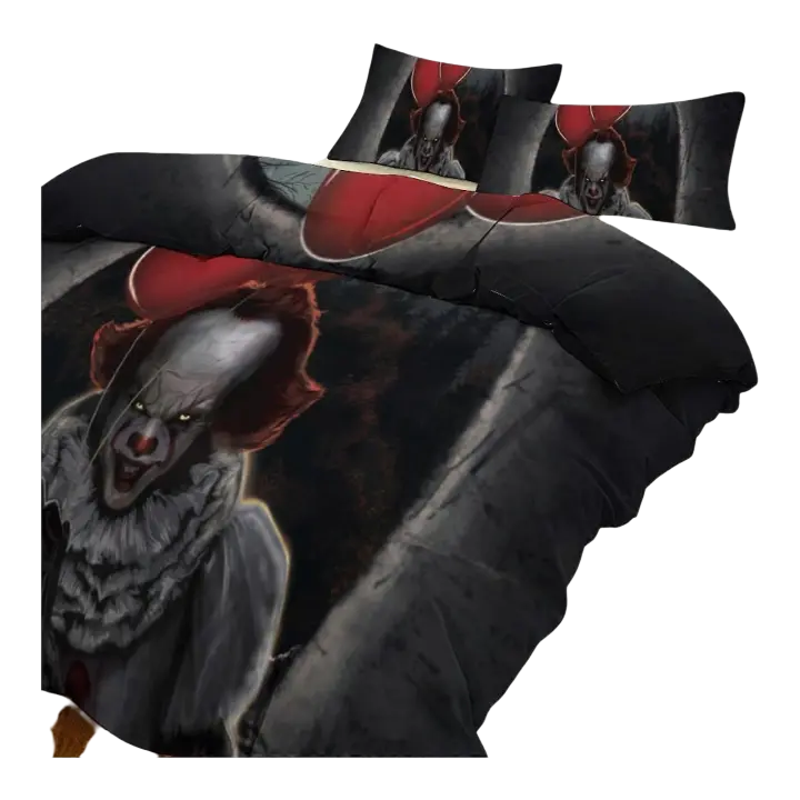 Juego de Ropa de Cama Ez305 Pennywise Patrón de Cove 3 Piezas Funda de Edredón, 2 Fundas de Almohada Diseño Multiple Tamaños Disponibles para Mujeres, Hombres, Adolescentes - 1