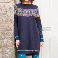 Vestido largo tejido de lana Jacquard para mujer, moda de otoño e invierno - details 2