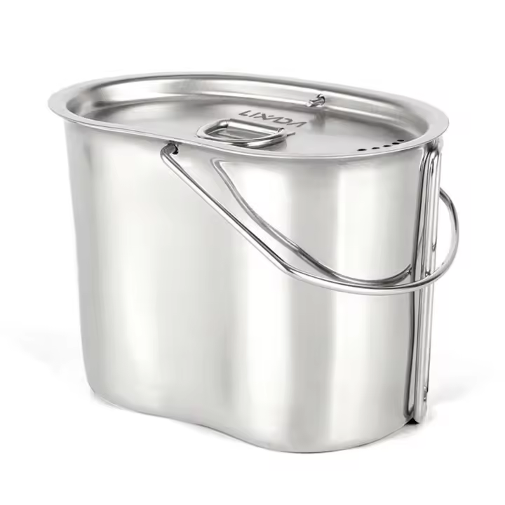 Lixada - Taza de cantimplora de acero inoxidable con tapa con asa plegable, adecuada para acampar al aire libre, senderismo, mochileros, picnics, novedad - 1