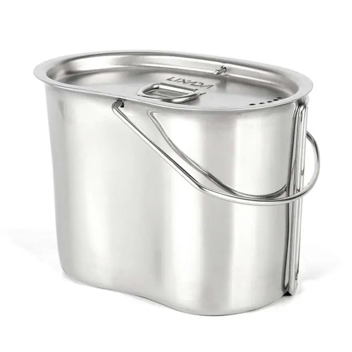 Lixada - Taza de cantimplora de acero inoxidable con tapa con asa plegable, adecuada para acampar al aire libre, senderismo, mochileros, picnics, novedad - 1