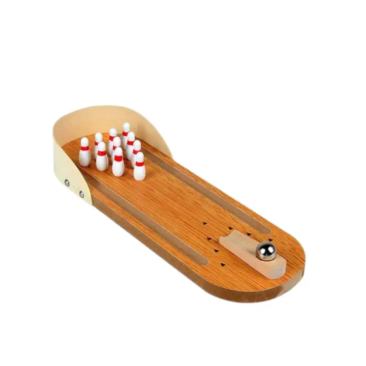Mini juego de bolos de escritorio de madera, portátil y decorativo, adecuado para todas las edades, 1pc - 1