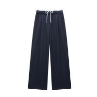 2024 pantalones de mujer pantalones anchos holgados pantalones negros de moda para mujer pantalones casuales de cintura alta otoño mallas acampanadas azules - details 3