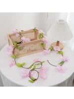 Vid de Seda de Cerezo en Blanco y Rosa Flor de Pared Colgante de 230cm para Bodas y Decoración del Hogar - details 4