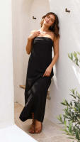 Vestido largo de satén de Color liso para mujer - details 20
