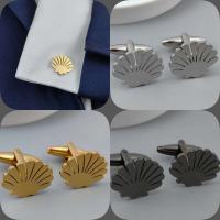 Gemelos de acero inoxidable chapados en oro en forma de abanico, puños de camisa TRE, accesorios formales de negocios, juego de 3 colores, novedad 2024 - details 5