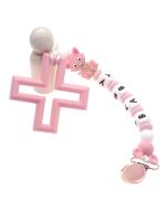 Abrazadera de Chupete Redonda en Oro Rosa para Bebé con Inserto de Plástico para Cinta de 25mm Estilo Sólido Producto Seguro para Niños y Niñas de 4 Meses y Mas - details 8