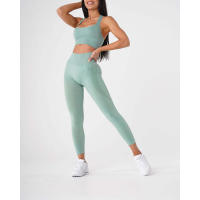 Leggings deportivos de cintura alta para mujer NVG de spandex con pantalones interiores suaves para ropa de gimnasio y fitness. - details 25