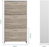 Mueble zapatero de 12 pares - Estantería de gran capacidad para vestíbulo o pasillo - (ancho) 60 x (profundidad) 24 x (alto) 80 cm - Madera clara blanca - details 154