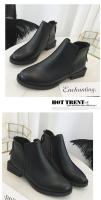 Botas de cuero pequeñas para mujer de estilo británico Nuevas botas cortas con tacón grueso y suelo plano - details 2