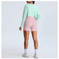 Top deportivo de manga larga corta para mujer, ropa deportiva holgada informal con cuello redondo y cintura alta para Yoga - details 6