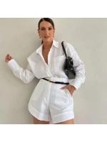 Conjuntos de 2 piezas de manga larga para mujer, pantalón corto informal con bolsillos y botones simples, camisas, Tops, traje de moda de verano 2025 - details 5