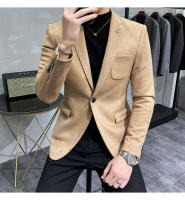Traje de Abrigo de Piel de Ciervo de Alta Calidad Ajuste Delgado, Moda de Negocios Casual, Botón Único - details 11