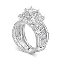 Anillo de Moissanita de Plata 925 Estilo de Princesa para Mujeres Brillante Banda de Compromiso de Oro Plateado 14K - details 8