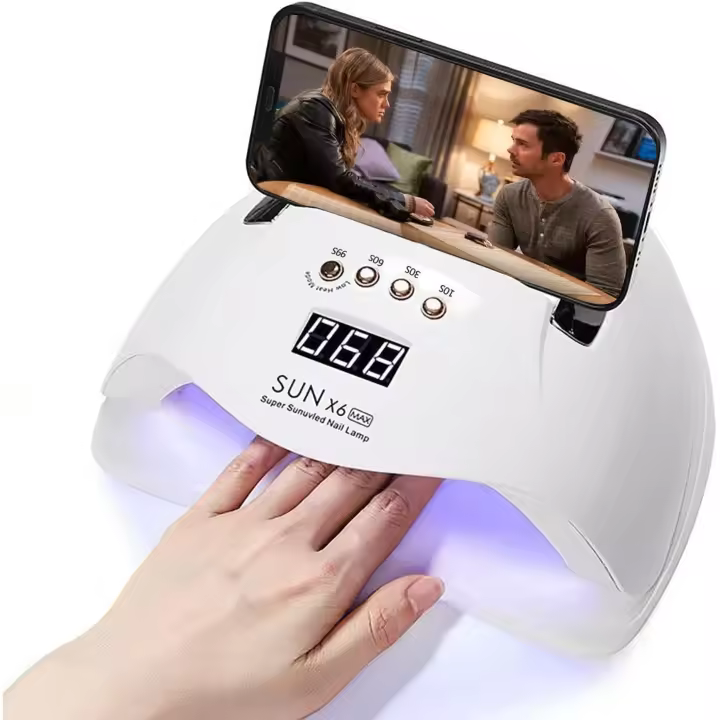 UV LED [Uñas] [Lámpara], 220W UV [Uñas] Luz de esmalte con soporte para teléfono Secador de esmalte de gel profesional Curado [Lámpara] con 4 ajustes de temporizador, sensor automático 45 cuentas para [Uñas] Diseño de arte - 1