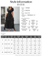 Vestido largo informal de manga corta con cintura ceñida para mujer, moda informal para vacaciones, primavera y verano - details 5
