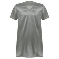 Camisón de satén para hombre y mujer, ropa de dormir de manga corta con cuello en V, ropa de dormir para el hogar, ropa de dormir con abertura lateral, albornoz para dormir - details 27