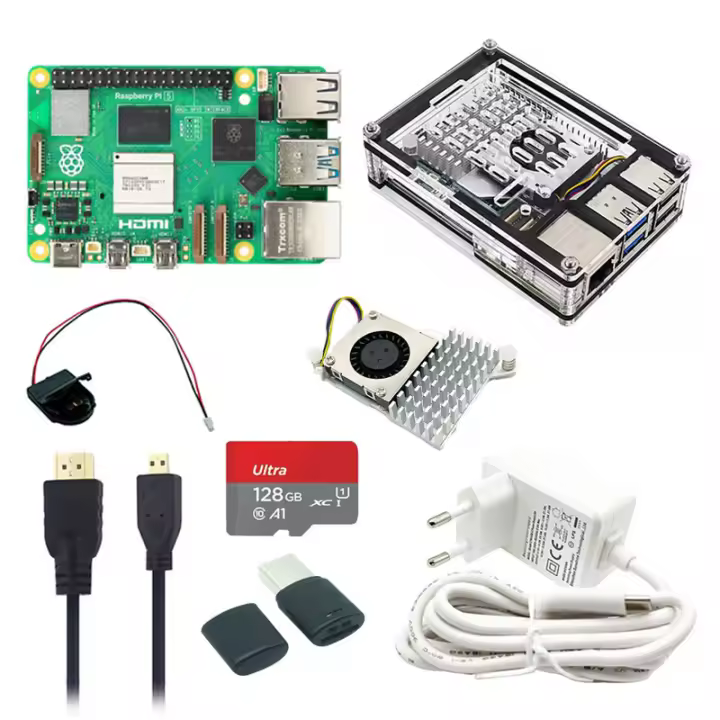Raspberry Pi 5 Original, Kit de 4GB y 8GB de RAM, carcasa opcional, ventilador, PD, 27W, fuente de alimentación, módulo RTC para RPI 5 - 1