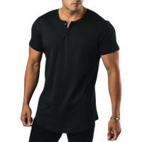 Camiseta de Fitness de Verano para Hombres Moda de Algodón Plano para Entrenar en Gimnasio - details 8