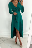 Vestido ajustado para mujer，Sexy elegante vestido Midi de manga larga profundoVVestido de fiesta con cuello - details 8