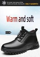 Botas de goma con suela para hombre, zapatos de nieve negros Martin para trabajo, botas de piel hasta el tobillo, botas de moda impermeables para invierno para hombre - details 5