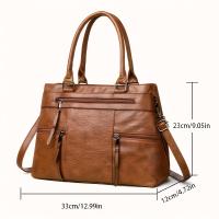 Elegante Bolso Cruzado para Mujer Alta Calidad, Múltiples Bolsillos, Correa Ajustable Cómoda, Cierre de Cremallera, Disponible en Café, Negro, Marrón Ligero, Khaki, Color Sólido, Bolso Casual - details 9