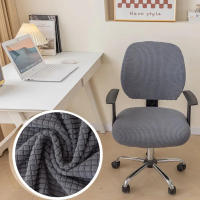 2 unids/set de fundas para sillas de oficina de terciopelo a cuadros de alta elasticidad, funda gruesa de LICRA para asiento dividido, funda para sillón, textil para el hogar - details 1