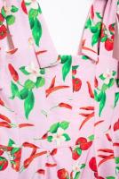 TRAFZA-Vestido corto sin hombros con estampado de frutas para mujer, minivestido elegante con cremallera, informal, con lazo, sin mangas, Verano - details 8