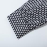 AMI Camisa de pareja con cuello en V a rayas con letras de corazón pequeño de moda, abrigo informal simple de manga larga para hombres y mujeres - details 4