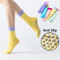 Calcetines de yoga para mujer, medias de algodón antideslizantes para Pilates, deportes, Zumba, ejercicios aeróbicos, fitness, Color a la moda - details 0