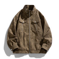 Chaqueta de cuero con cuello levantado para hombre, Tops cómodos y versátiles, informales, sólidos, a prueba de viento, para otoño e invierno - details 1