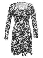 2025 nuevo vestido casual suelto con estampado floral y cuello en U de manga larga con bolsillo para mujer - details 6