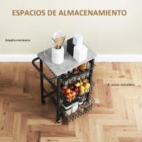 Carrito de Cocina Carrito Verdulero para Cocina con 4 Cestas Deslizables y Marco de Acero Carrito Auxiliar con Ruedas para Comedor 49,5x31x91 cm Gris Claro - details 11