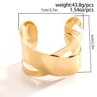 Brazalete ajustable abierto con Cruz de Metal liso Punk para mujer, pulsera de mano ancha, Color dorado exagerado - details 0