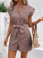 Mono de verano a rayas para mujer, mono de manga corta, pantalones cortos - details 23