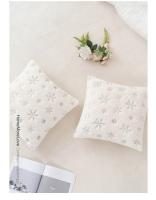 BZ016 Navidad color sólido bordado copo de nieve lentejuelas funda de almohada dormitorio sofá funda de cojín decorativo - details 8
