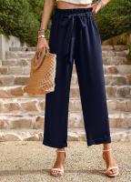 Pantalones de pierna ancha de moda de oficina de mujer de estilo clásico de cintura alta - details 3