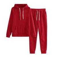 Suéter con capucha de manga larga para mujer, traje de dos piezas, suelto, informal, Color sólido, talla grande - details 5