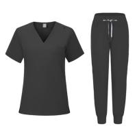 Muchos colores, conjuntos de uniformes para enfermería con cuello en V para mujer, uniforme médico morado menta, pantalones de pierna para correr, conjuntos de enfermeras médicas - details 11