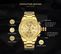 Reloj de lujo para hombre dorado, esfera grande y llamativa, luminoso, resistente al agua, de acero inoxidable, éxito de ventas en Oriente Medio para hombre de negocios. - details 3