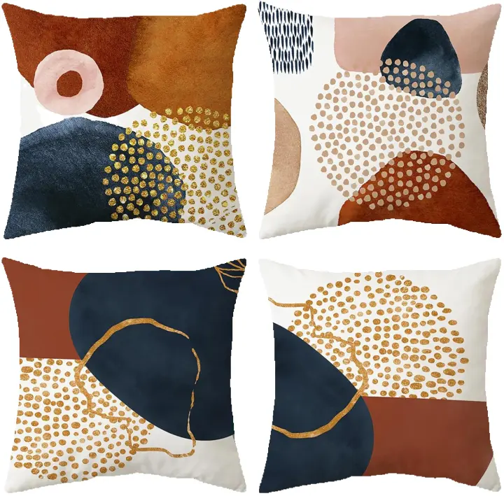 Fundas para sofá de 45x45 cm, Juego de 4 Cojines Decorativos de Terciopelo con Cremallera Invisible (Moderno) - 1